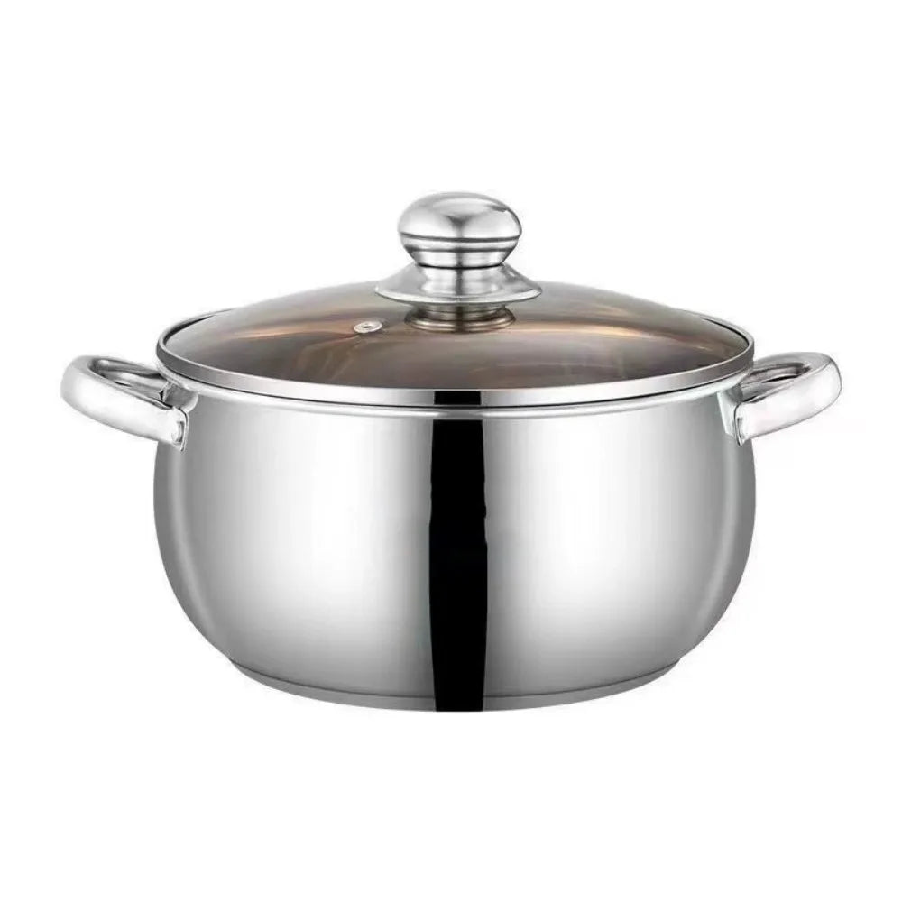 FEB.WIND 5L Stainless Steel Stock Pot with Glass Lid – Induction Safe