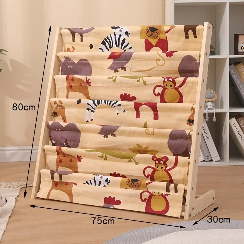 Solid Wood Floor-to-Ceiling Bookshelf – Kids Multi-Layer Rack