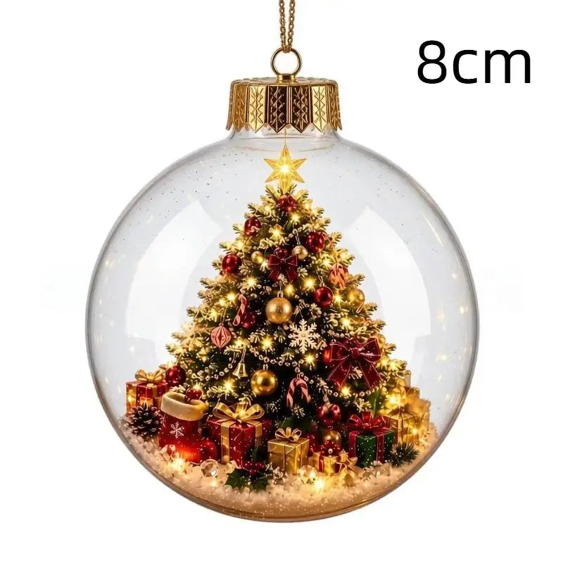 LED Luminous Christmas Crystal Ball Ornament – Santa & Snowman