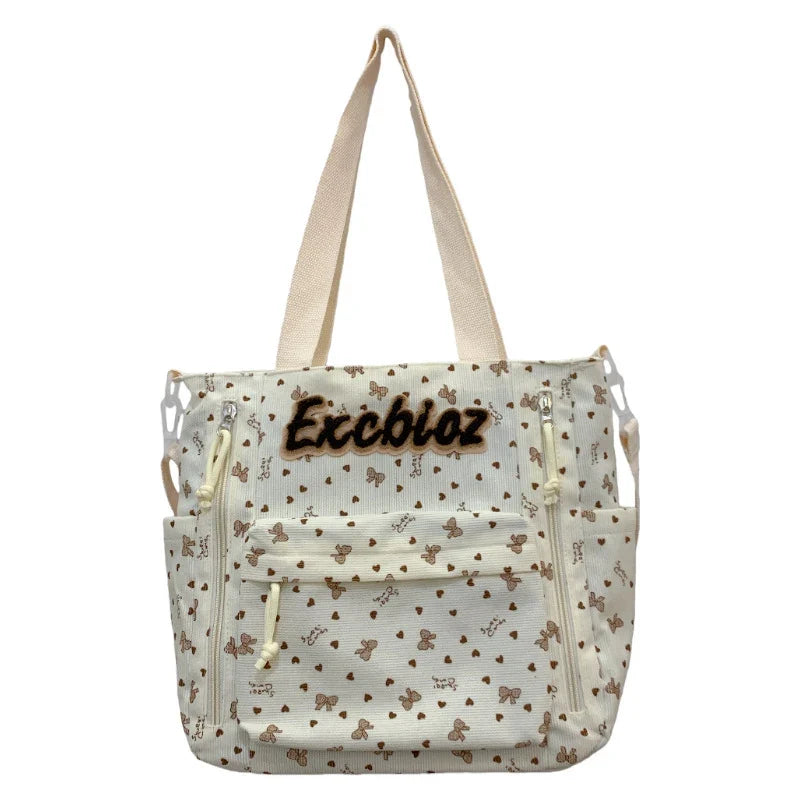 Nixie Corduroy Tote Bag – Large Capacity Women's Shoulder Bag