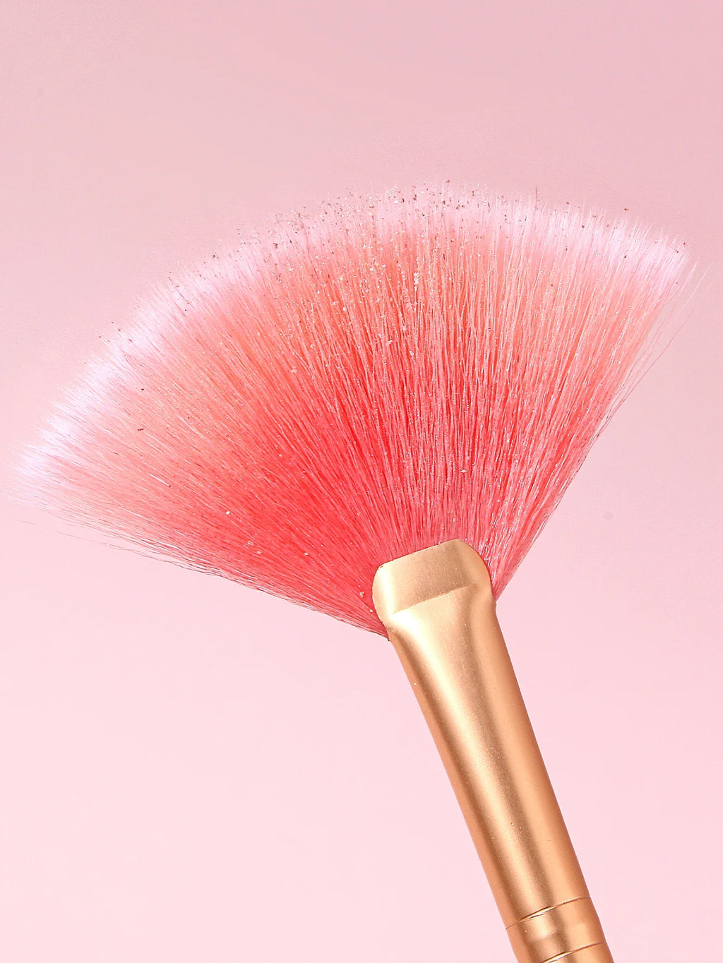 Nixie Pink Fan Brush Set – Highlighter, Blush & Sponge