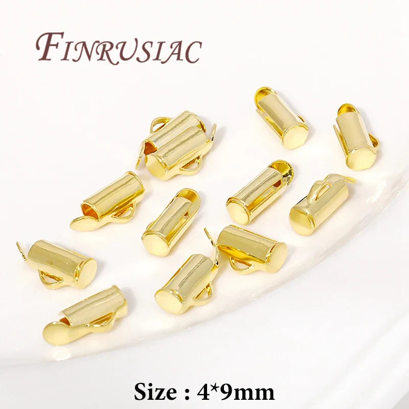 18K Gold Plated Crimp End Beads Slide Clasp Connectors DIY