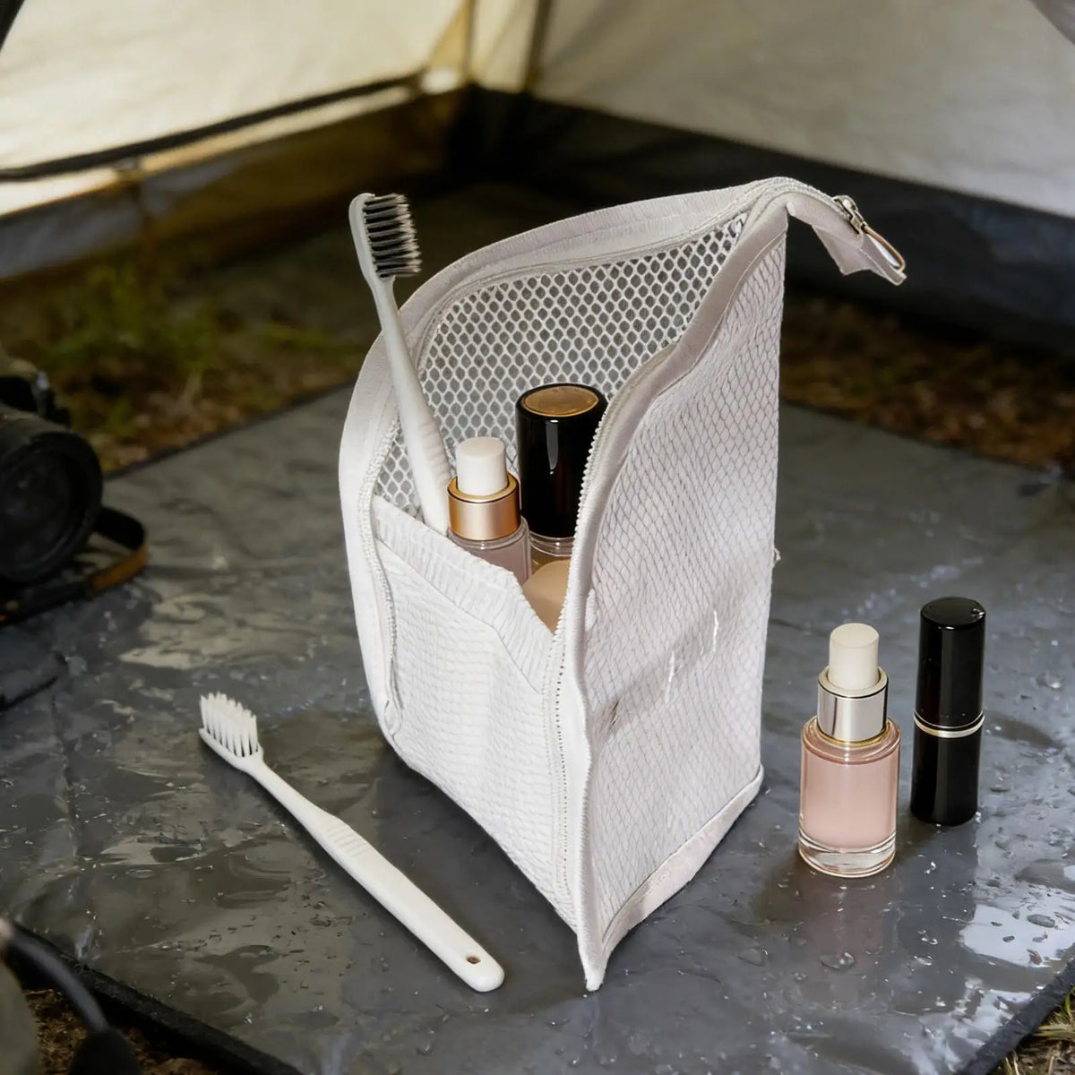 Waterproof Stand-Up Travel Toiletry Bag | Toothbrush Holder