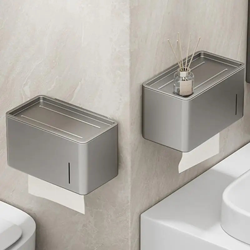 Wall-Mounted Toilet Paper Holder No-Drill Bathroom Dispenser