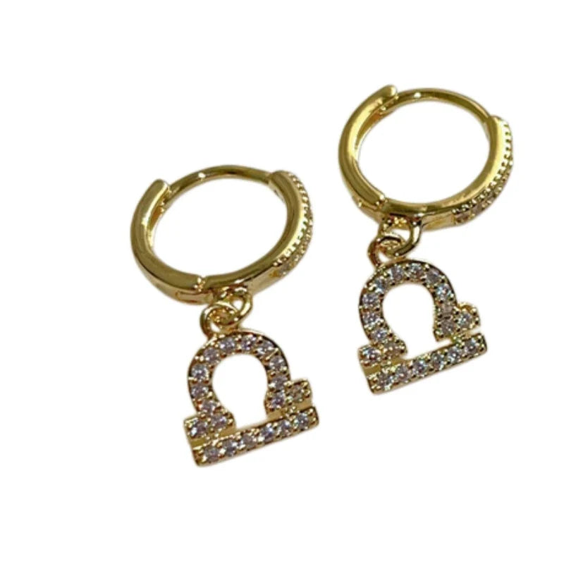 14K Gold Plated Crescent Moon Zircon Stud Earrings for Women