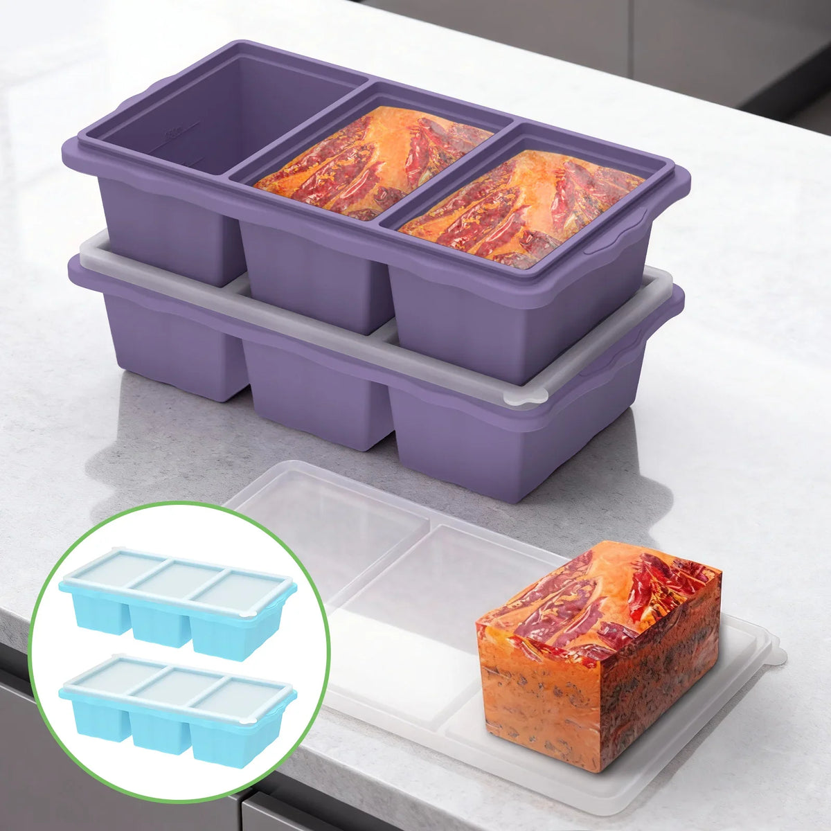 Silicone Freezer Tray with Lid – 3-Cup Soup & Meal Prep Mold