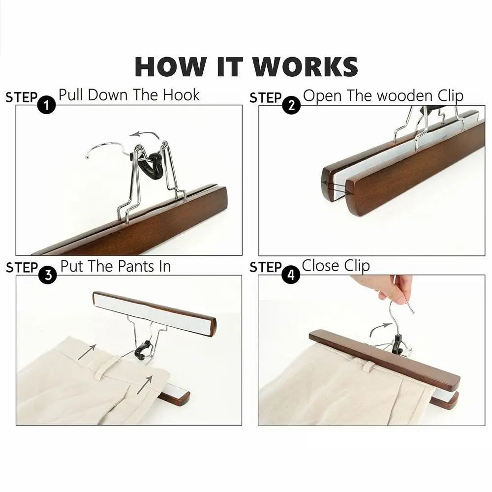 Wooden Horse-Face Skirt & Pants Hanger – Non-Slip Retro Rack