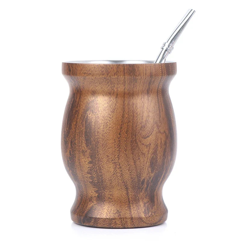 Stainless Steel Yerba Mate Gourd Cup 8oz Set with Bombillas