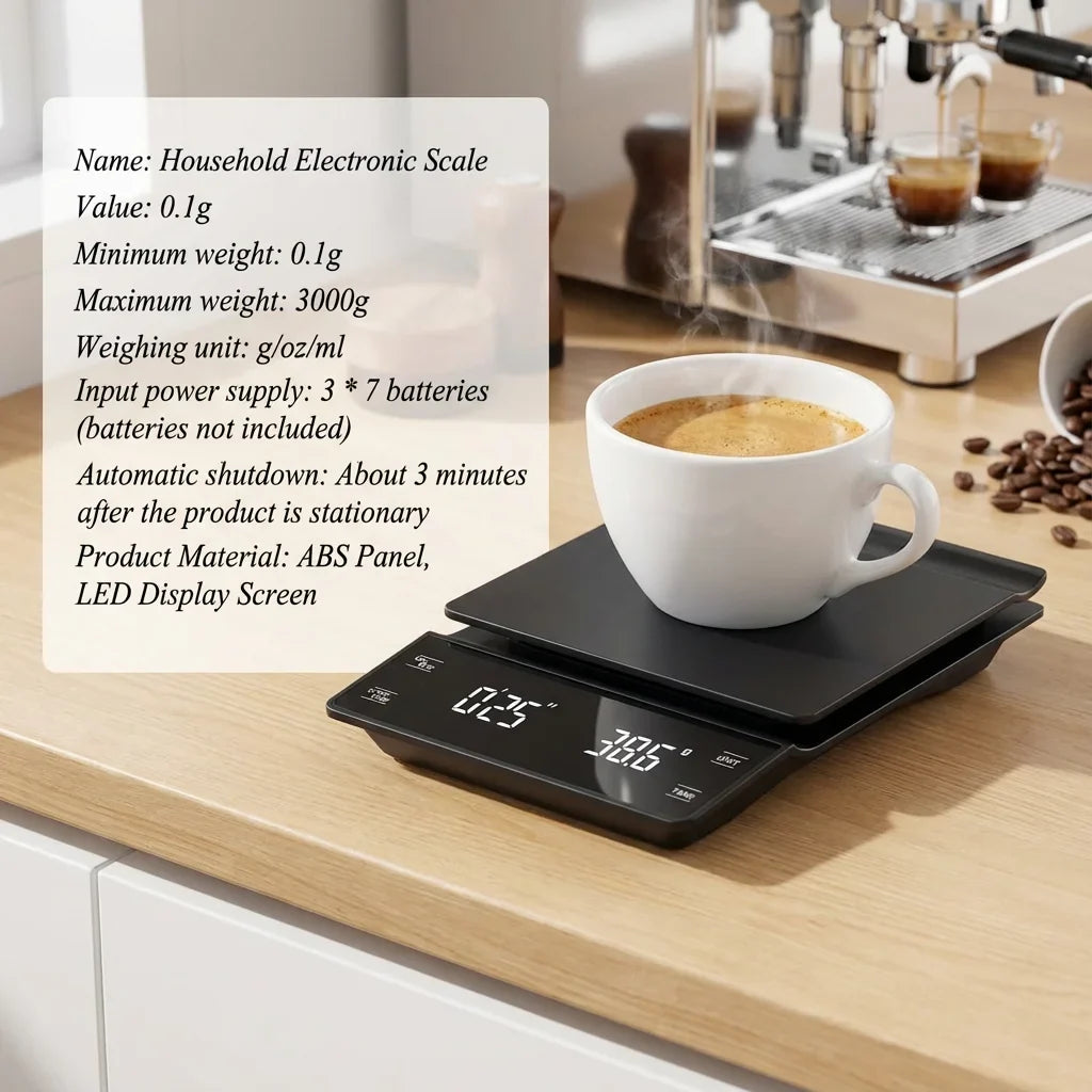 Digital Coffee Scale 3kg/0.1g with Timer & LCD Display