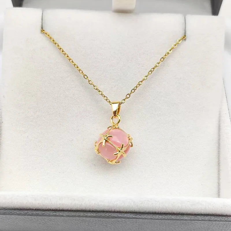 Women's Opal Copper Geometric Pendant Necklace | Clavicle Chain
