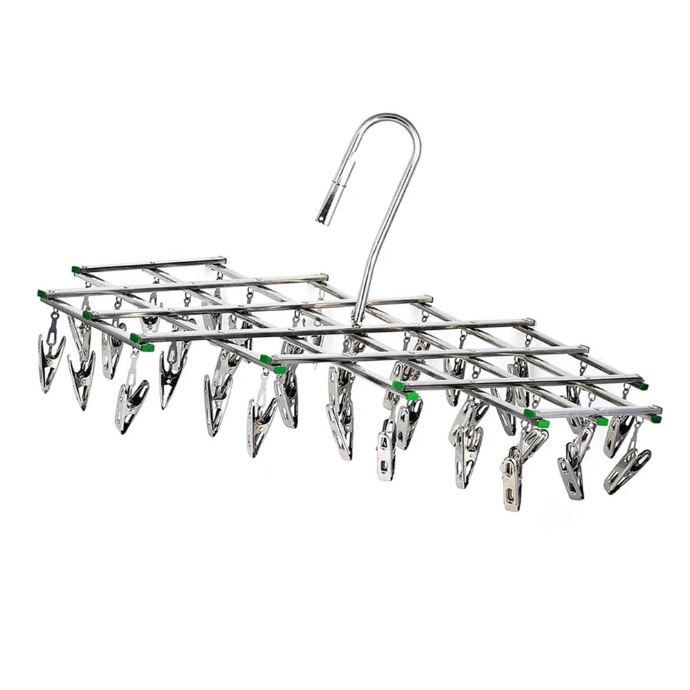 Stainless Steel Clothes Drying Rack – 35-Peg Swivel Hanger