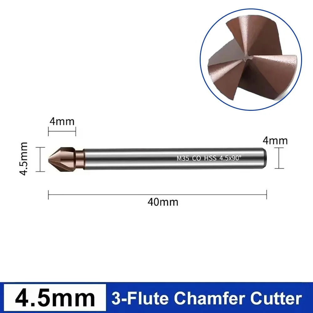 M35 Cobalt Countersink Drill Bit 3-Flute 90° 6.3–40mm