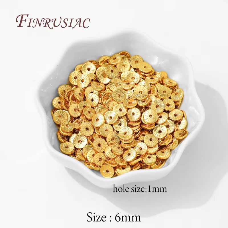 6mm 18K Gold Plated Brass Round Spacer Beads | DIY Jewelry