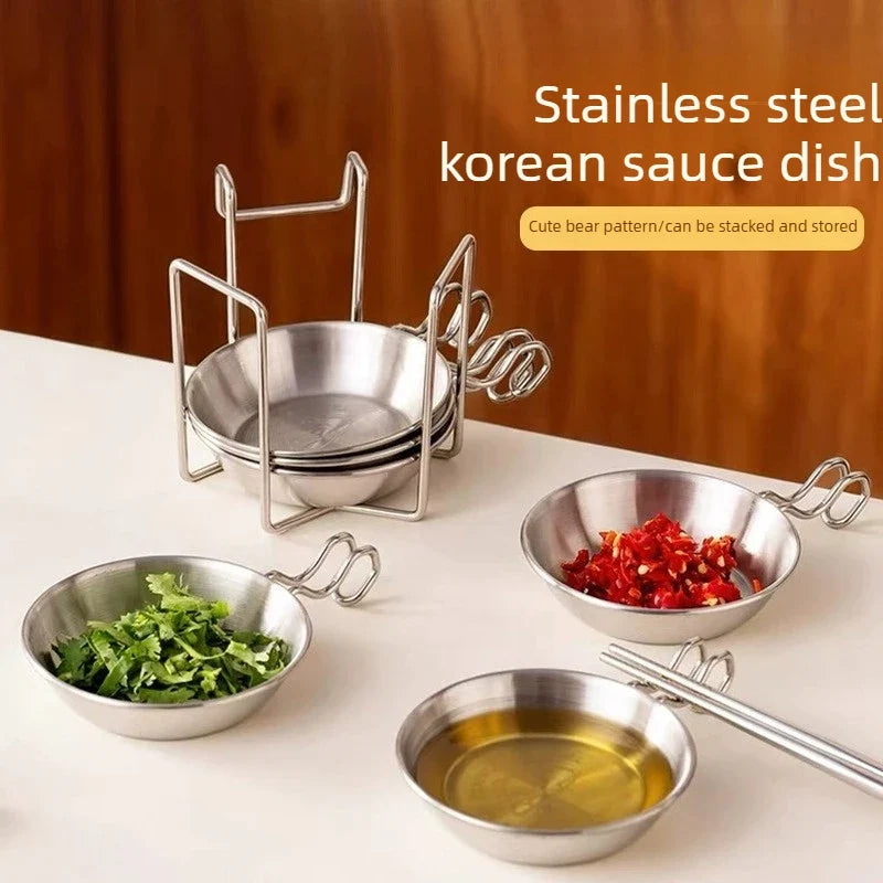Korean Stainless Steel BBQ Dipping Sauce Dish Set