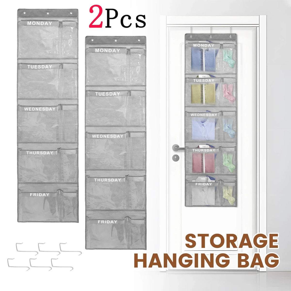 Over-The-Door Weekly Clothes Organizer – 1 or 2 Pack