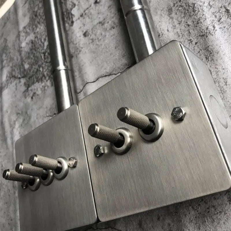 Industrial Knurled Toggle Wall Switch 1-4 Gang Stainless Steel Retro
