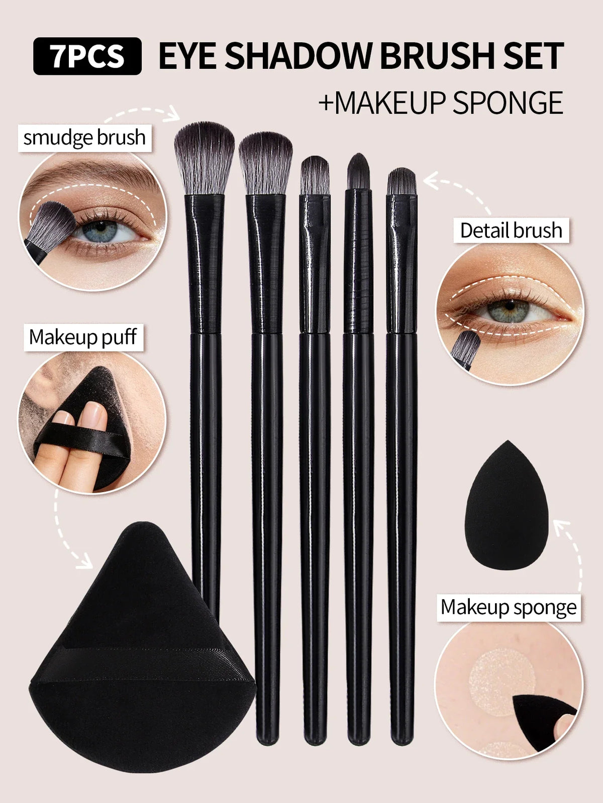 Nixie 7-Piece Makeup Brush Set – Eyeshadow, Lip & More