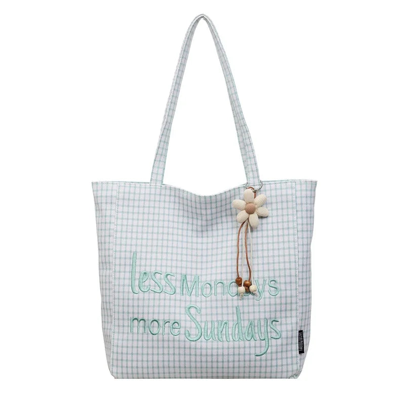 Korean Canvas Shoulder Bag – Large Capacity Letter Print