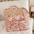 Large Quilted Floral Storage Basket with Handles – Foldable
