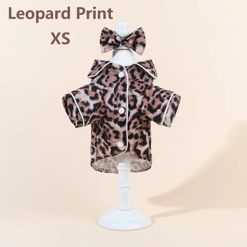 Satin Dog Pajamas Set with Bow Headband | Soft Pet Sleepwear