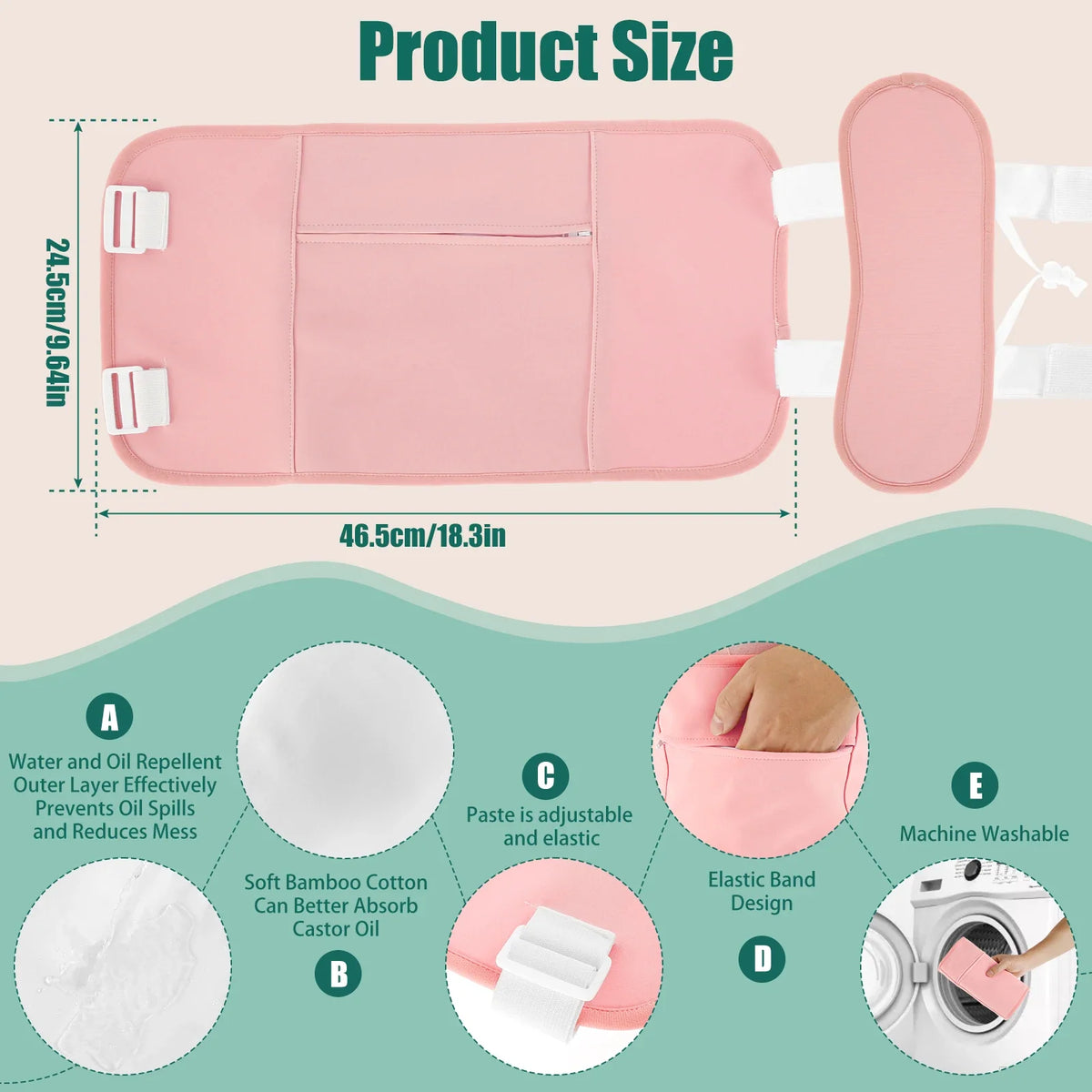 Reusable Castor Oil Pack Wrap Kit – Adjustable Waist & Neck