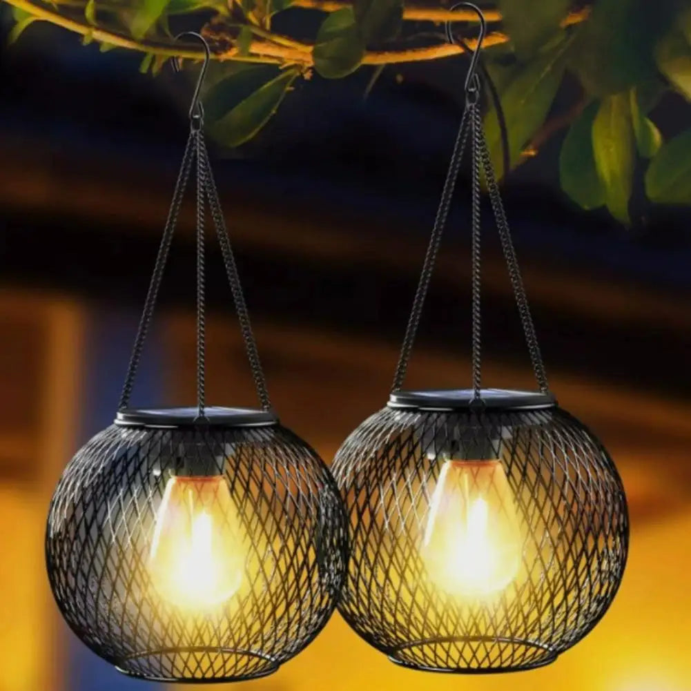Solar Hanging Lantern Metal Mesh Outdoor Garden Patio Décor