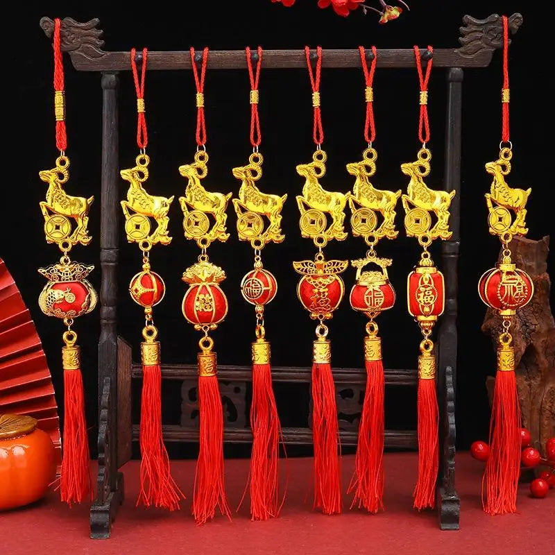 2027 Chinese New Year Goat Hanging Ornament Red Tassel Decor