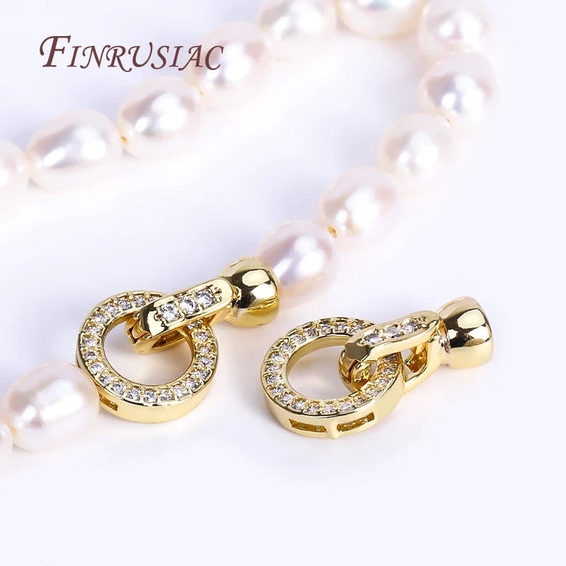 18K Gold Plated Zircon Round Clasp Connector DIY Jewelry