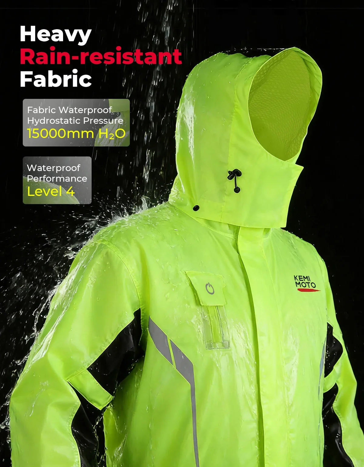KEMITOUR LED Rain Suit Waterproof Jacket & Pants | Motorcycle