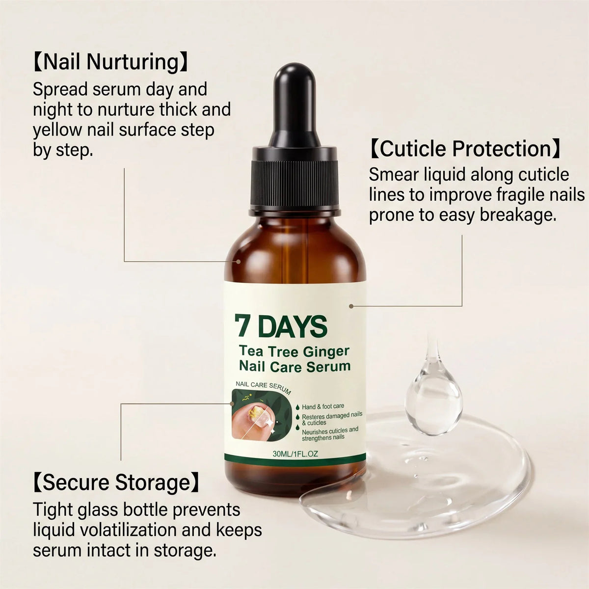 Tea Tree Ginger Nail Serum – Cuticle & Nail Care 30ml