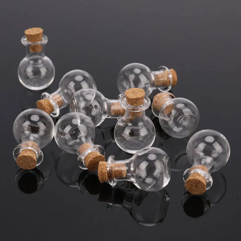 10x Mini Cork Glass Bottles – Tiny Vials for Weddings & DIY