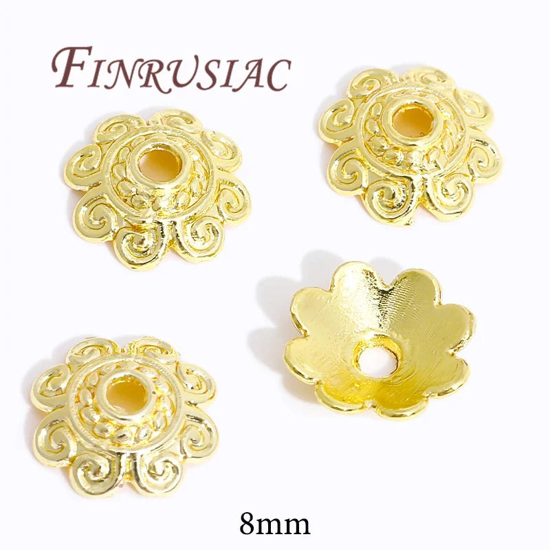 18K/14K Gold Plated Flower Bead Caps – DIY Jewelry Spacers
