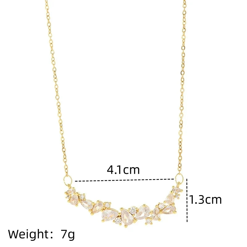 Zircon Copper Pendant Necklace for Women | Gold Clavicle Chain