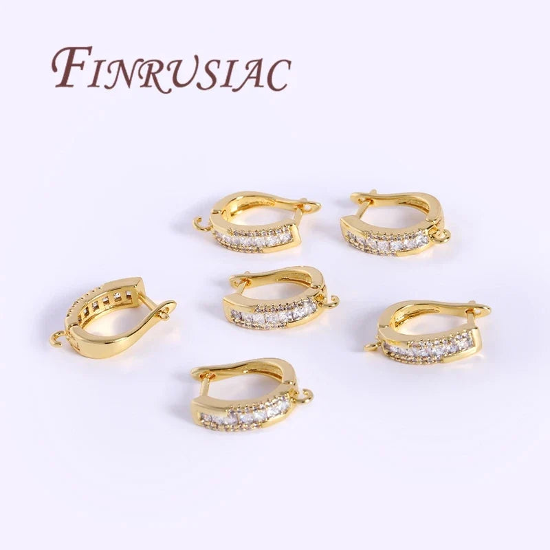 18K Gold Plated Zircon Earring Hook Clasps | DIY Earwires