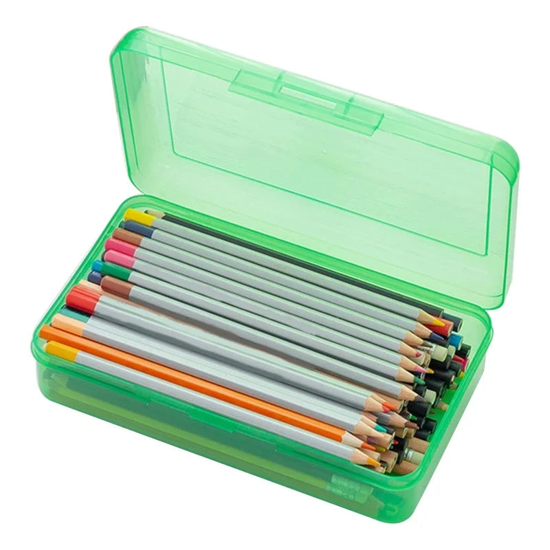 Transparent Hard Plastic Pencil Box – Stackable Large Capacity