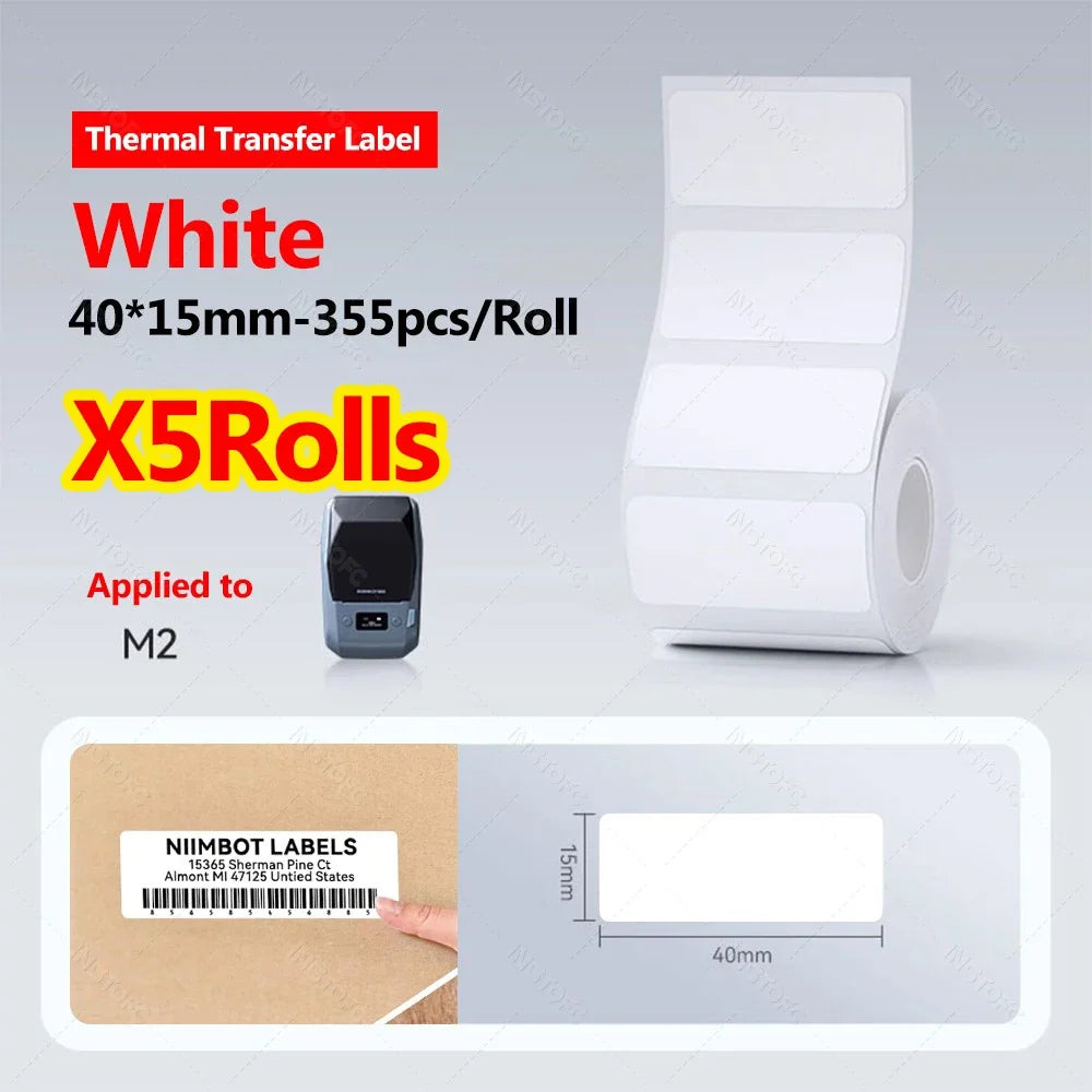 NiiMBOT M2/M3 Thermal Transfer Label Paper Rolls – 3 or 5 Pack