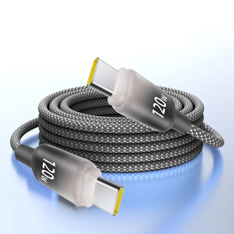 120W USB-C Fast Charging Nylon Braided Cable – Type-C