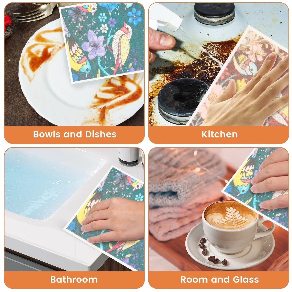 Swedish Dishcloths 6/8 Pack – Reusable Absorbent Kitchen Cloths
