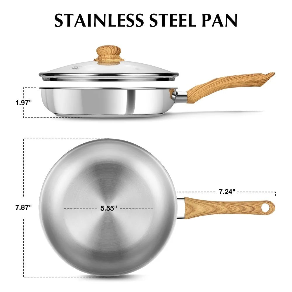 KOCH SYSTEME CS Stainless Steel Frying Pan Set 8 & 10 Inch