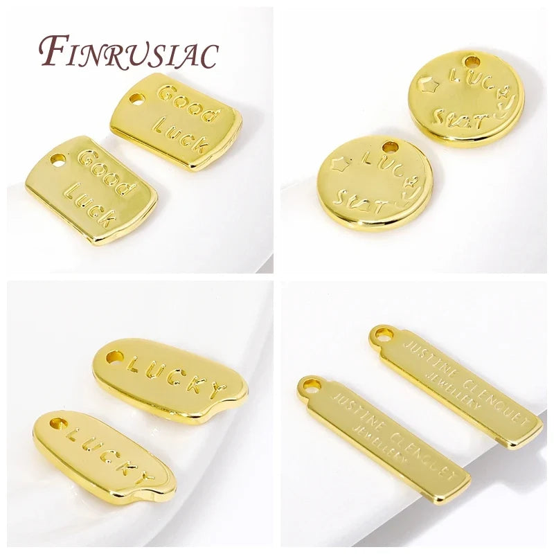 18K Gold Plated Good Luck Round Charm Pendants 10/20 Pcs