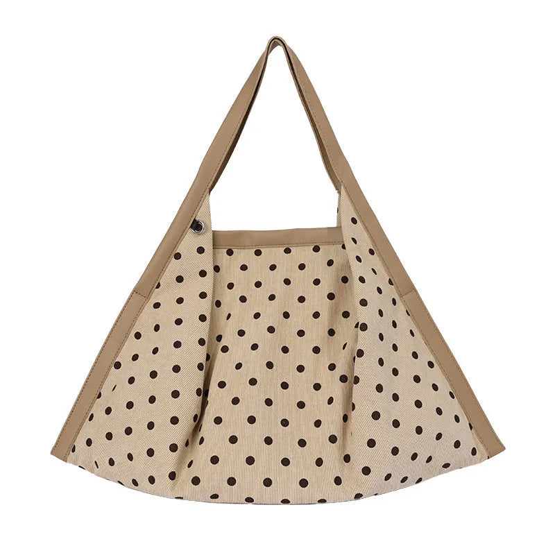 Retro Polka-Dot Tote Bag – Large Women's Shoulder Bag | Nixie