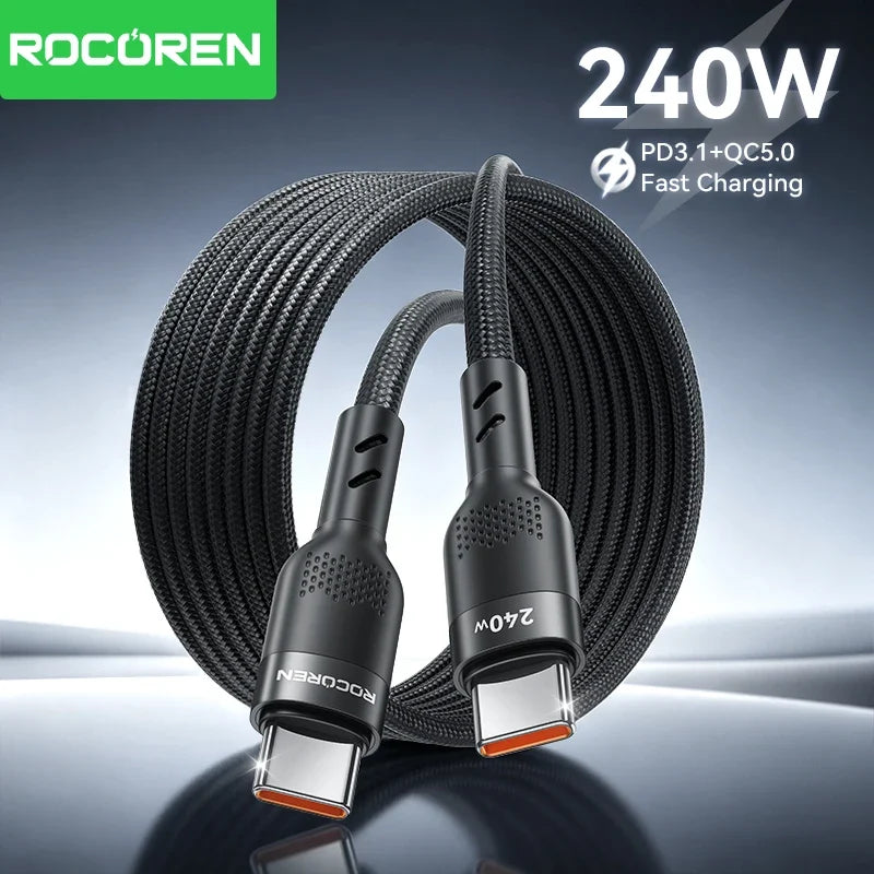 Rocoren 240W USB-C Fast Charging Cable – 0.5m, 1m & 2m