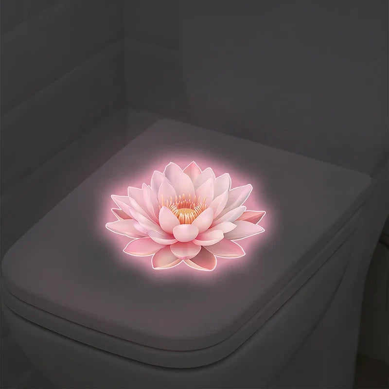 Luminous Lotus Toilet Seat Sticker – Glow-in-Dark PVC Decal