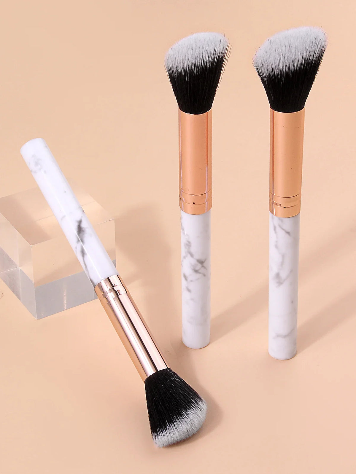 3-Piece Facial Contour & Blush Makeup Brush Set | Korean Style