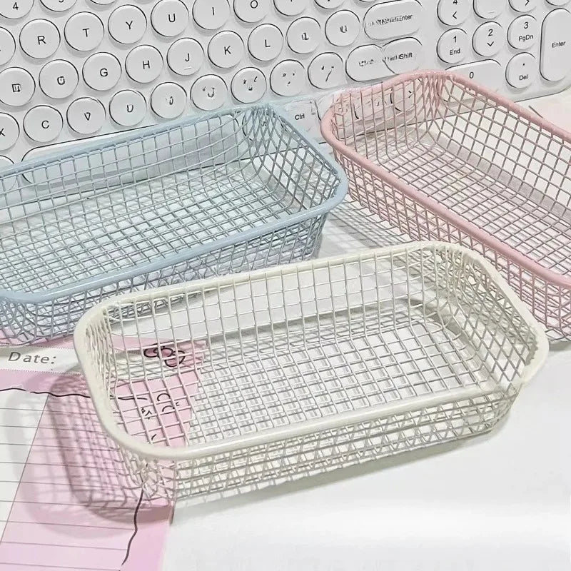 Wrought Iron Desktop Storage Basket – Ins Style Organizer