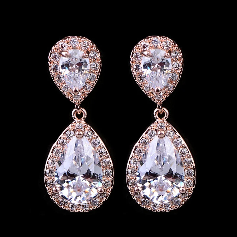 Women's Silver Plated White Stud Drop Earrings | Wedding Gift