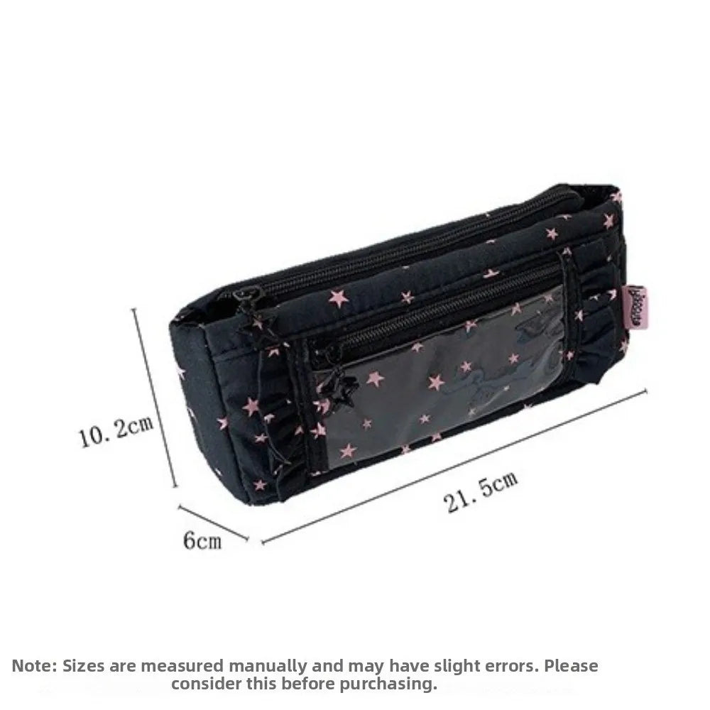 Transparent Window Pencil Case Large Capacity Badge Pen Bag