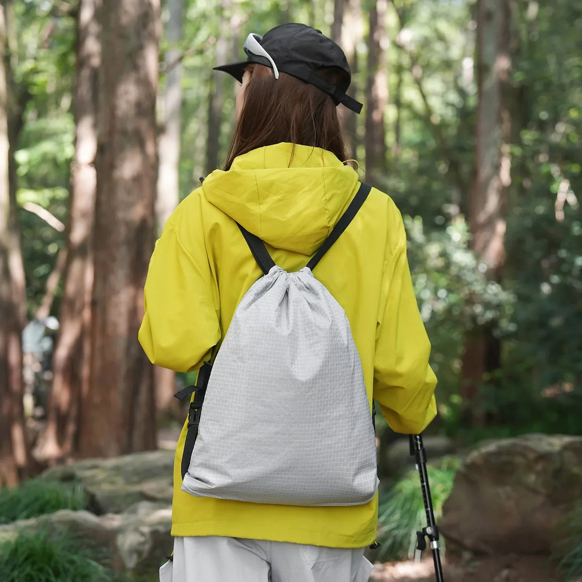 Plaid Drawstring Backpack – Lightweight Unisex School & Hiking Bag