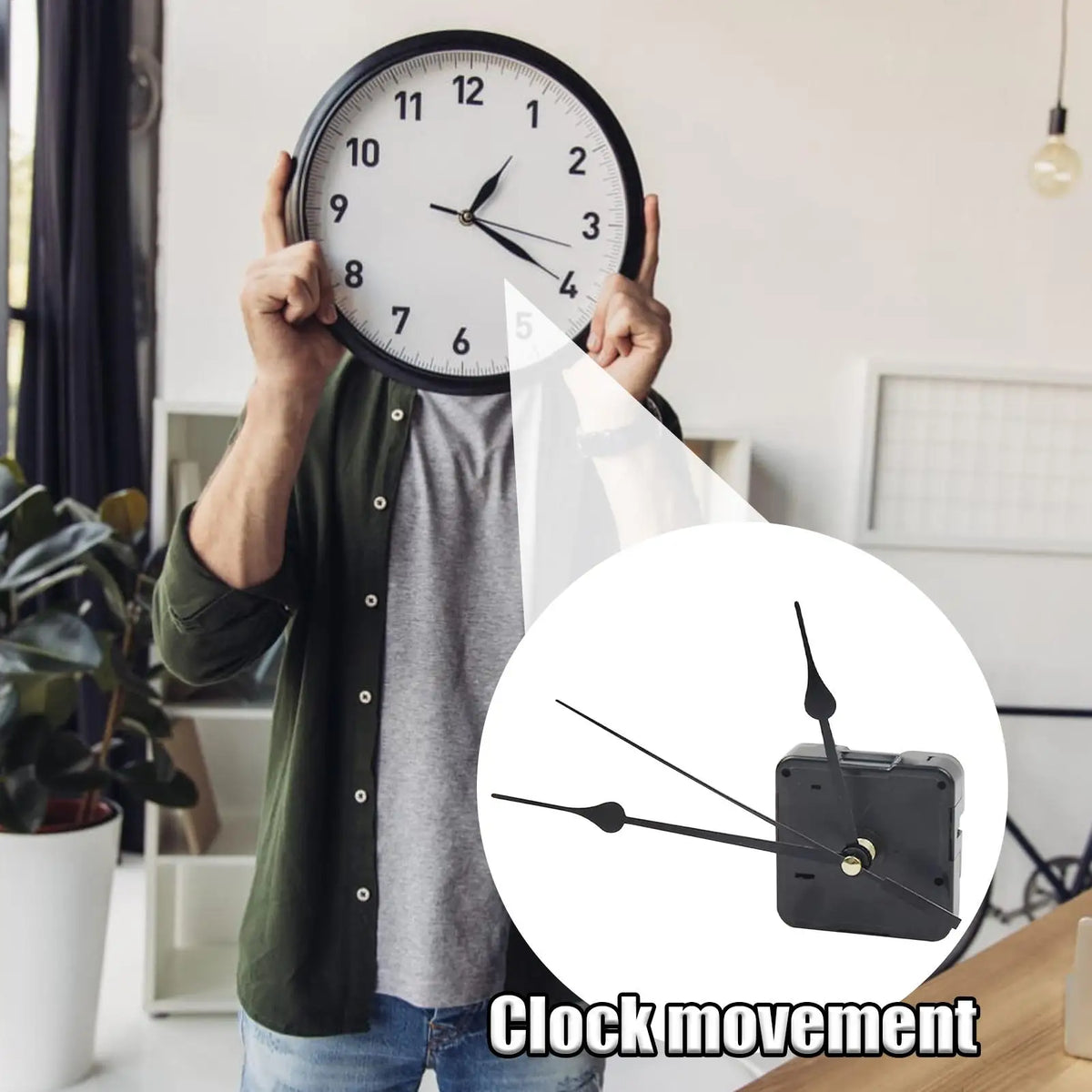 Silent Wall Clock Movement Mechanism – DIY Repair Kit with Hands