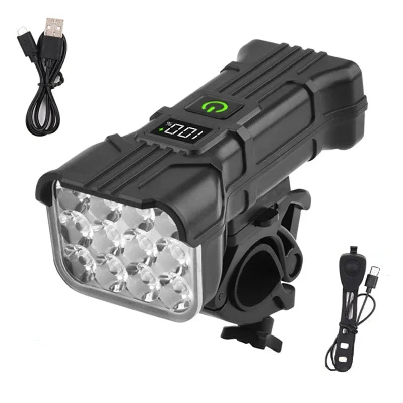 BUCKLOS 12 LED Bike Headlight USB Rechargeable + 140dB Horn